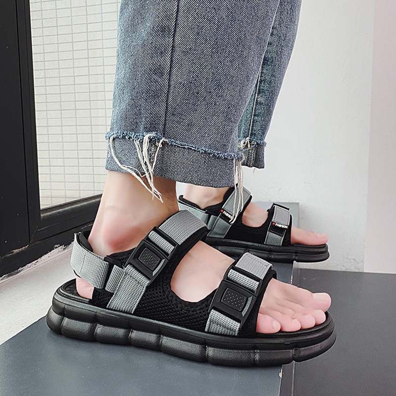 Giày MWC 2927 - Giày Sandal Quai Ngang Vải Dù Đế Bằng Thời Trang