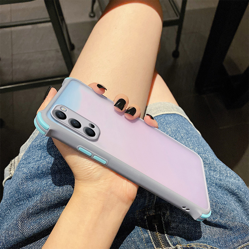 Ốp điện thoại trong suốt chống sốc phối màu tương phản cho OPPO Reno 5 A53 2020 A12 A92 A52 A31 A9 A5S A3S A12E Reno 2F F11 Pro F9