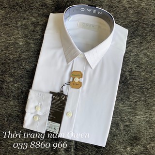 OWEN - Áo sơ mi trắng dài tay regular fit (không túi ngực) chất sơi tre 90527
