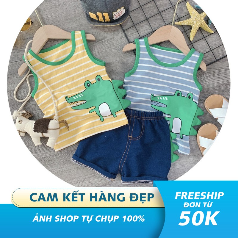 Set quần áo 3 lỗ khủng long cho bé Trai