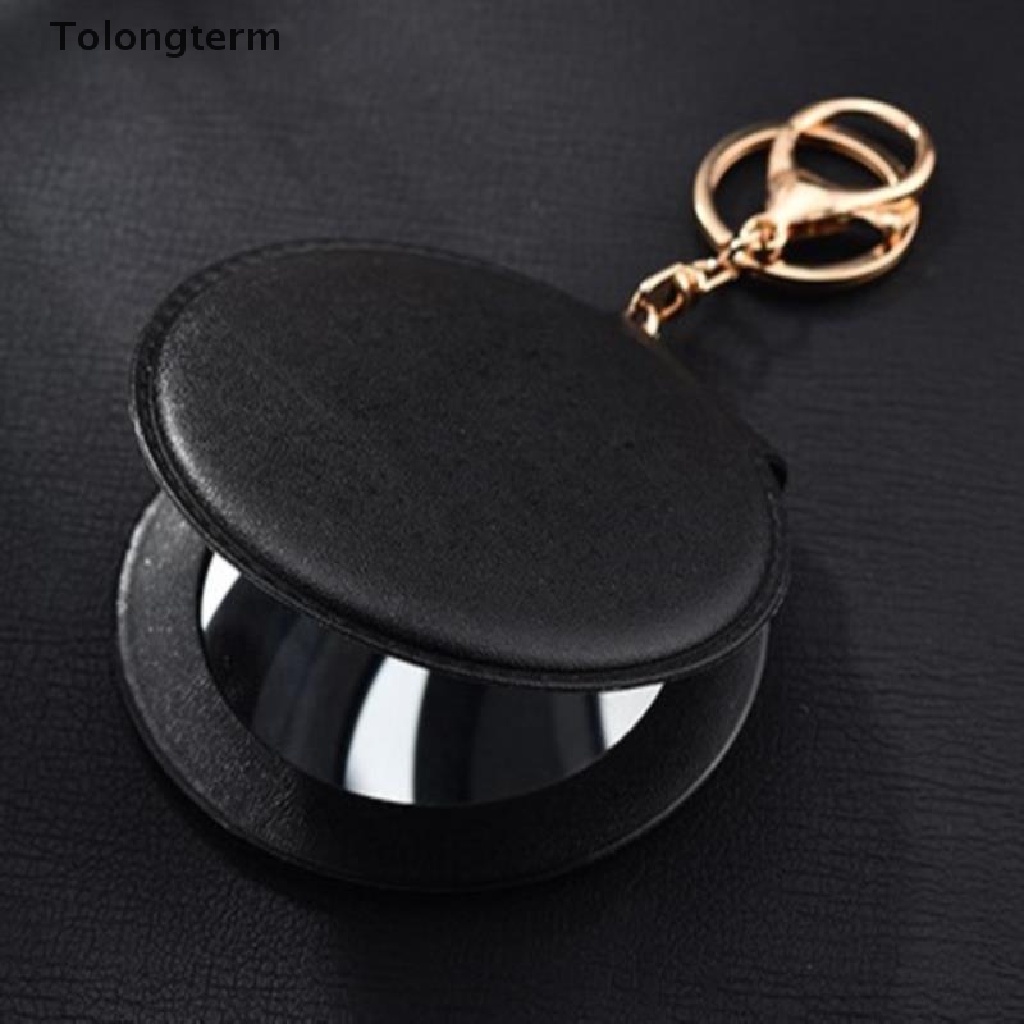 Gương Trang Điểm Hai Mặt Hình Tròn Cỡ Nhỏ Bằng PU Dạng Gập Tiện Dụng