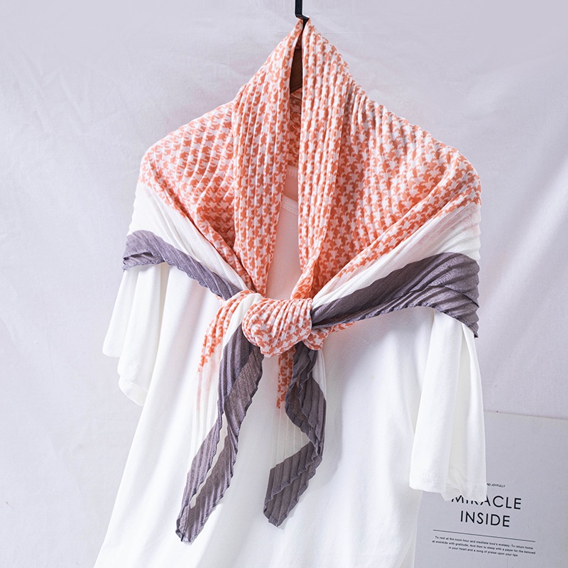 Khăn choàng cổ hình vuông 90cm bằng cotton họa tiết Houndstooth sành điệu cho nữ WJ1019-02