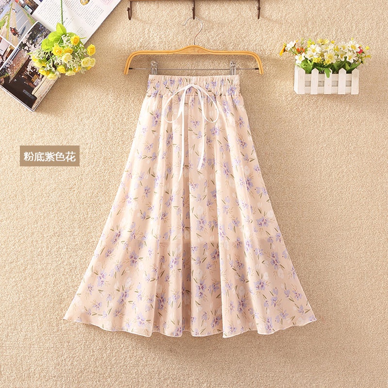 Chân Váy Voan Dáng Chữ a Lưng Cao In Họa Tiết Hoa Nhí Xinh Xắn Thời Trang Mùa Hè Mới Cho Nữ 2022