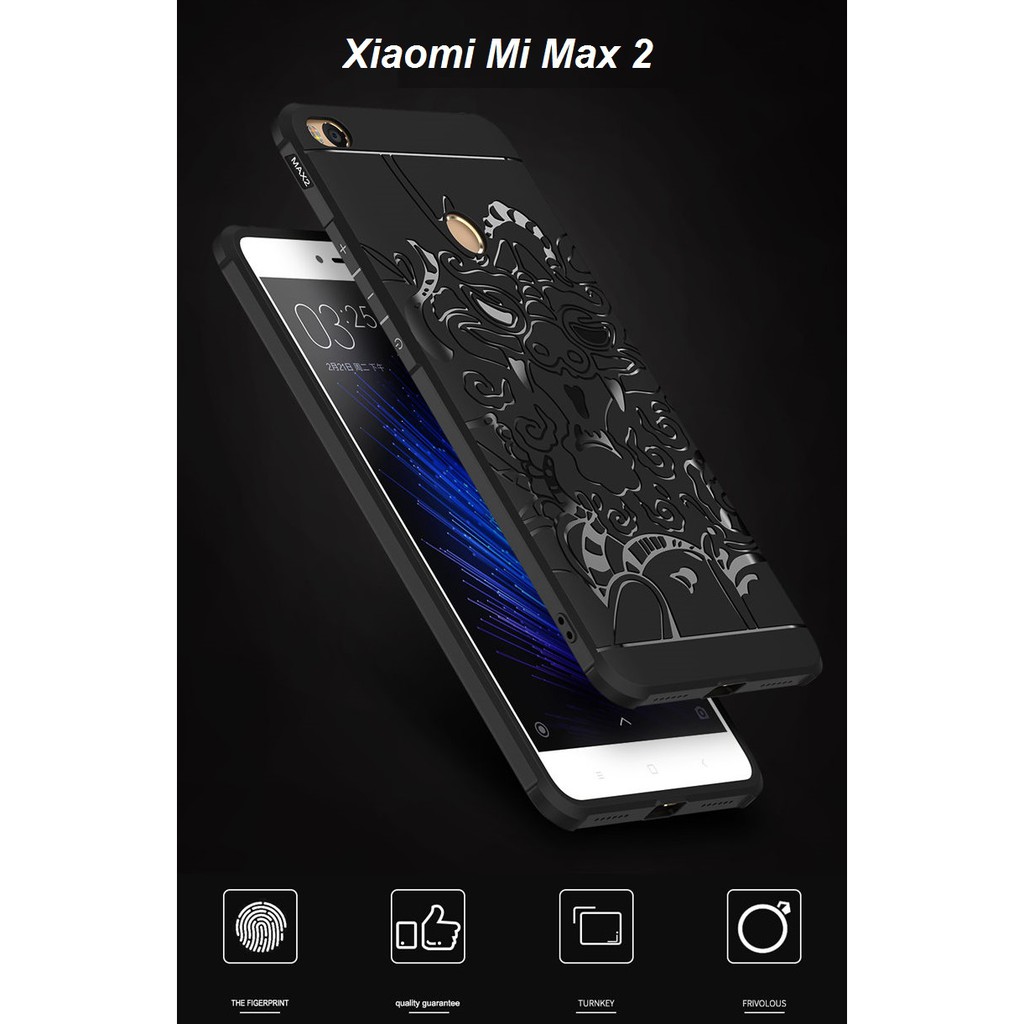 Ốp hoa văn họa tiết rồng cho Xiaomi Mi Max 2, tặng kính cường lực
