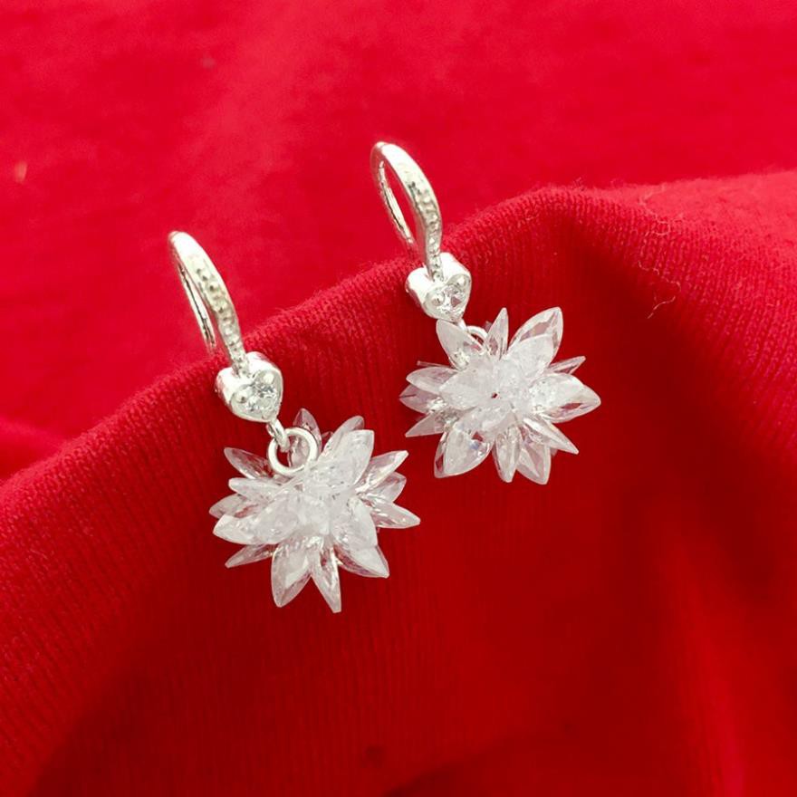 bông tai bạc s925 đính đá cobic trắng phong cách cá tính phù hợp cho mọi lứa tuổi