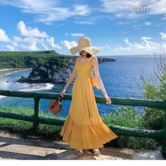 Maxi 2 dây cột nơ có mút ngực (hình thật+video) | BigBuy360 - bigbuy360.vn