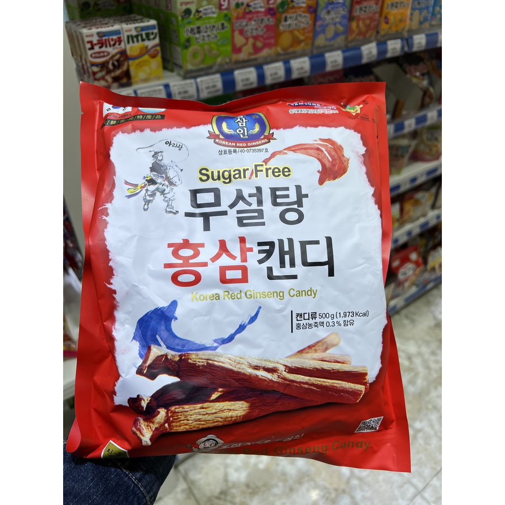 Kẹo sâm Hàn Quốc không đường Korea Red Ginseng 365 Candy Sugar Free Bịch 500g