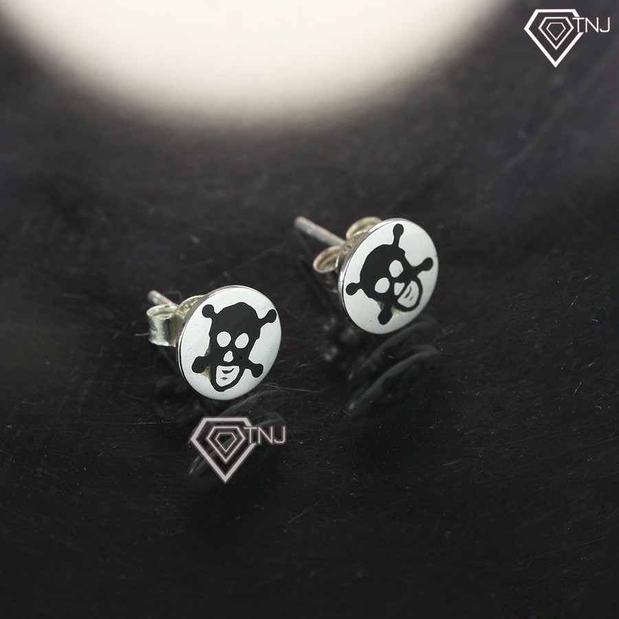 Bông tai nam Khuyên tai nam bạc tròn hình đầu lâu BTA0002 Trang Sức TNJ