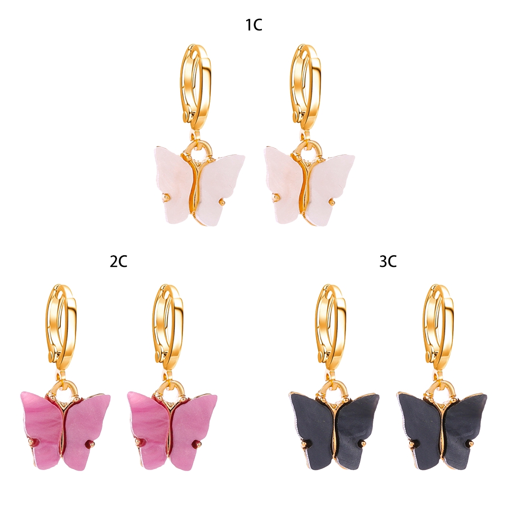 New Women's Earrings Fashion Color Acrylic Butterfly Stud Earrings Animal Sweet Colorful Stud Earrings Girls Jewelry CEP