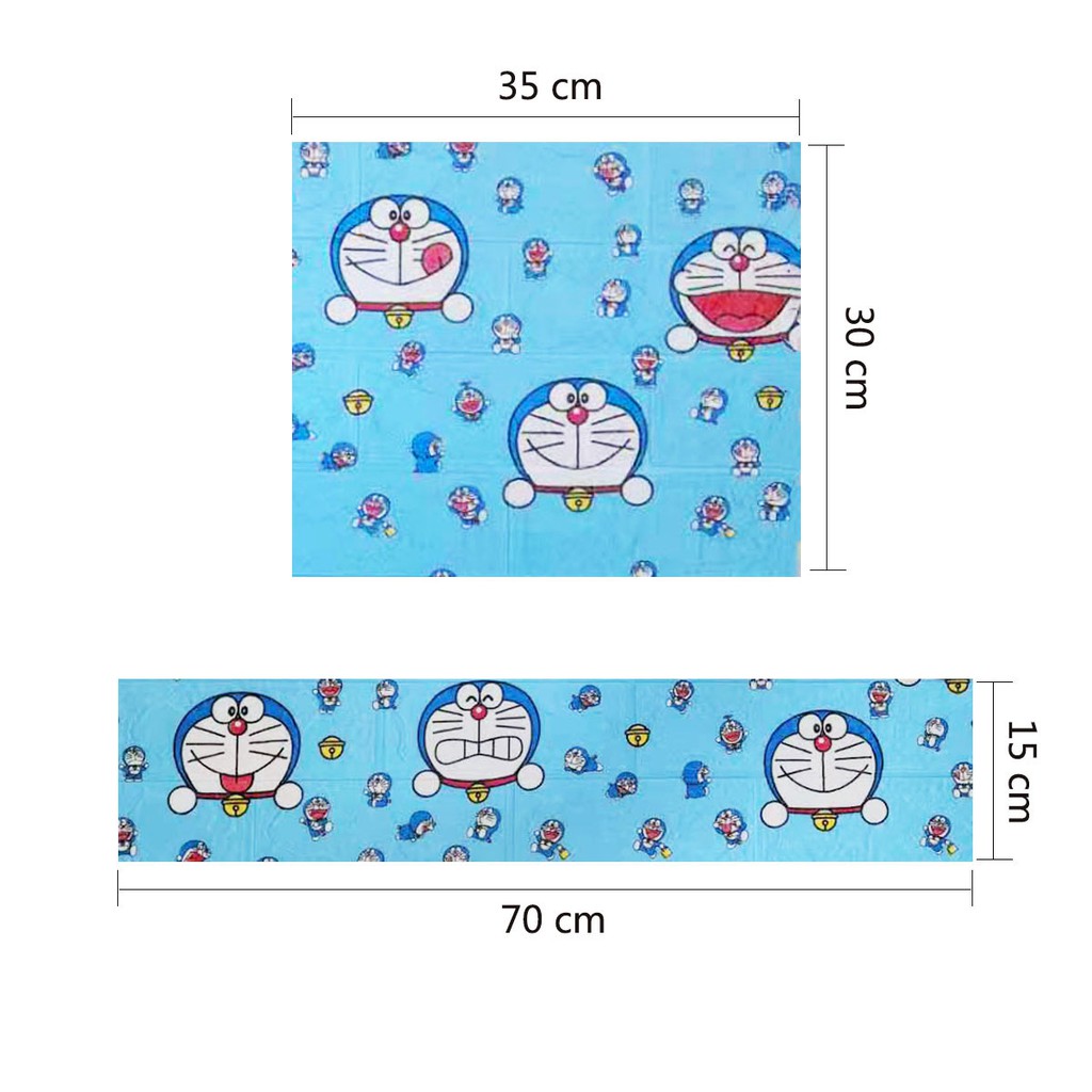 Xốp dán tường 3d - Hello Kitty - Miếng Dán Tường Doraemon - Hoạt Hình - Vân Gạch Cổ Loại 1 Kích