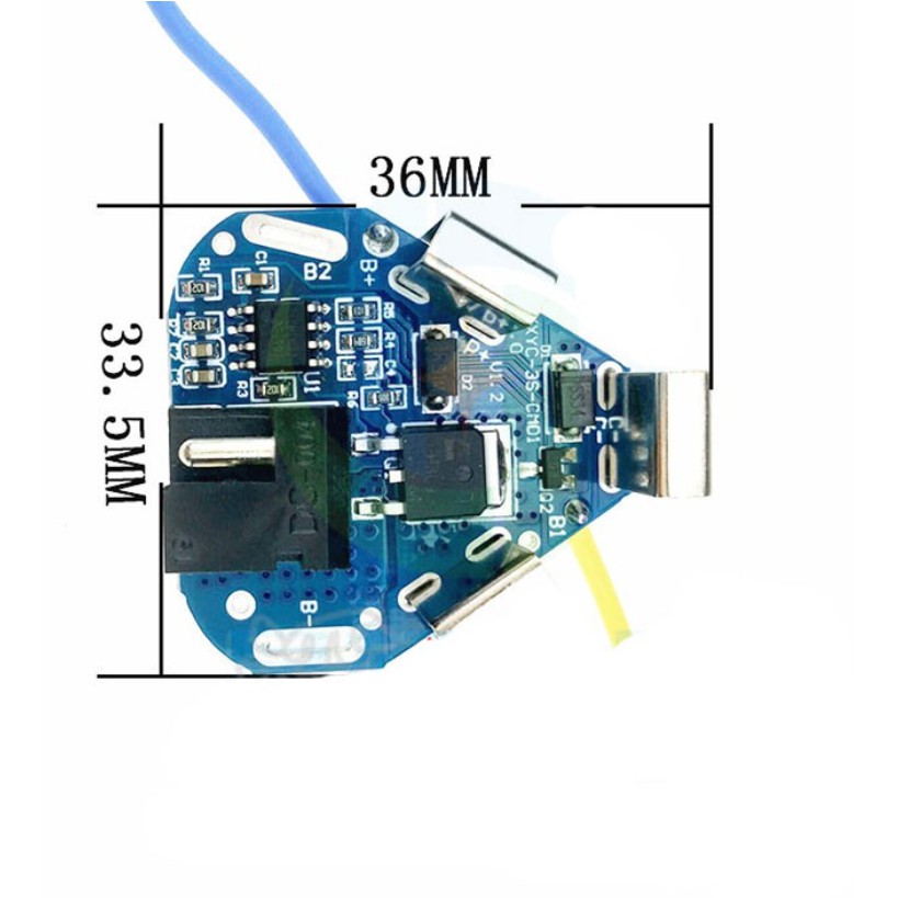 Mạch Makita 3S 12V, mạch tam giác, jack sạc adaptor. BN.