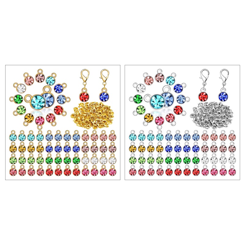 Set 180 Hạt Đá Pha Lê Có Vòng Kẹp Càng Cua Dùng Làm Mặt Dây Chuyền