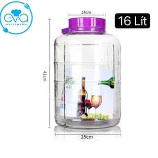 Bình ngâm thủy tinh quai xách nắp tím 16 lít – qx16l