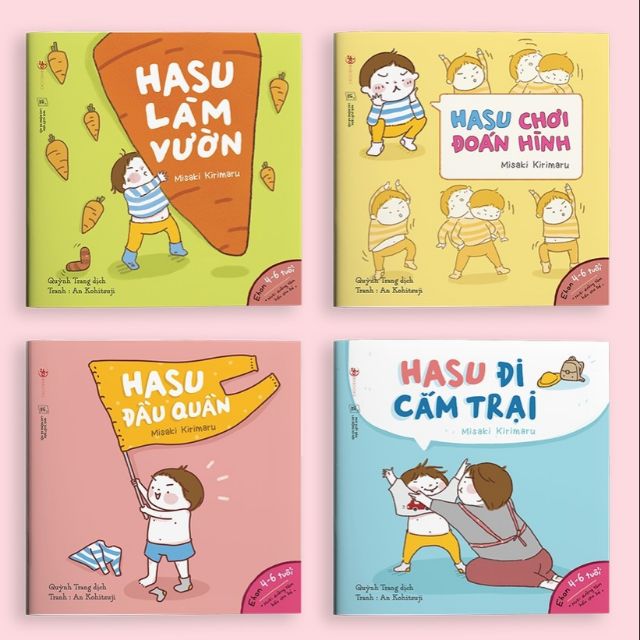 Sách Ehon - Những câu chuyện kì lạ của Hasu ( bộ 4 cuốn ) - Ehon cho bé 3 - 6 tuổi