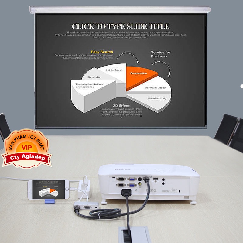 Cáp chuyển đổi tín hiệu Bluetooth-VGA kết nối mọi điện thoại 3in1 to VGA/HDMI/Audio untra HD 2k chính hãng Giormani