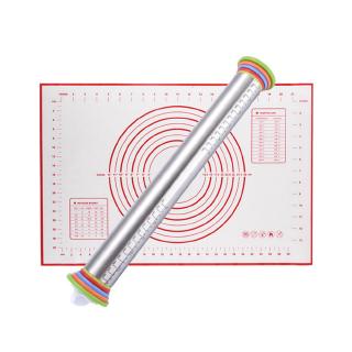 Stainless steel rolling pin + 4 removable adjustable mounting rings