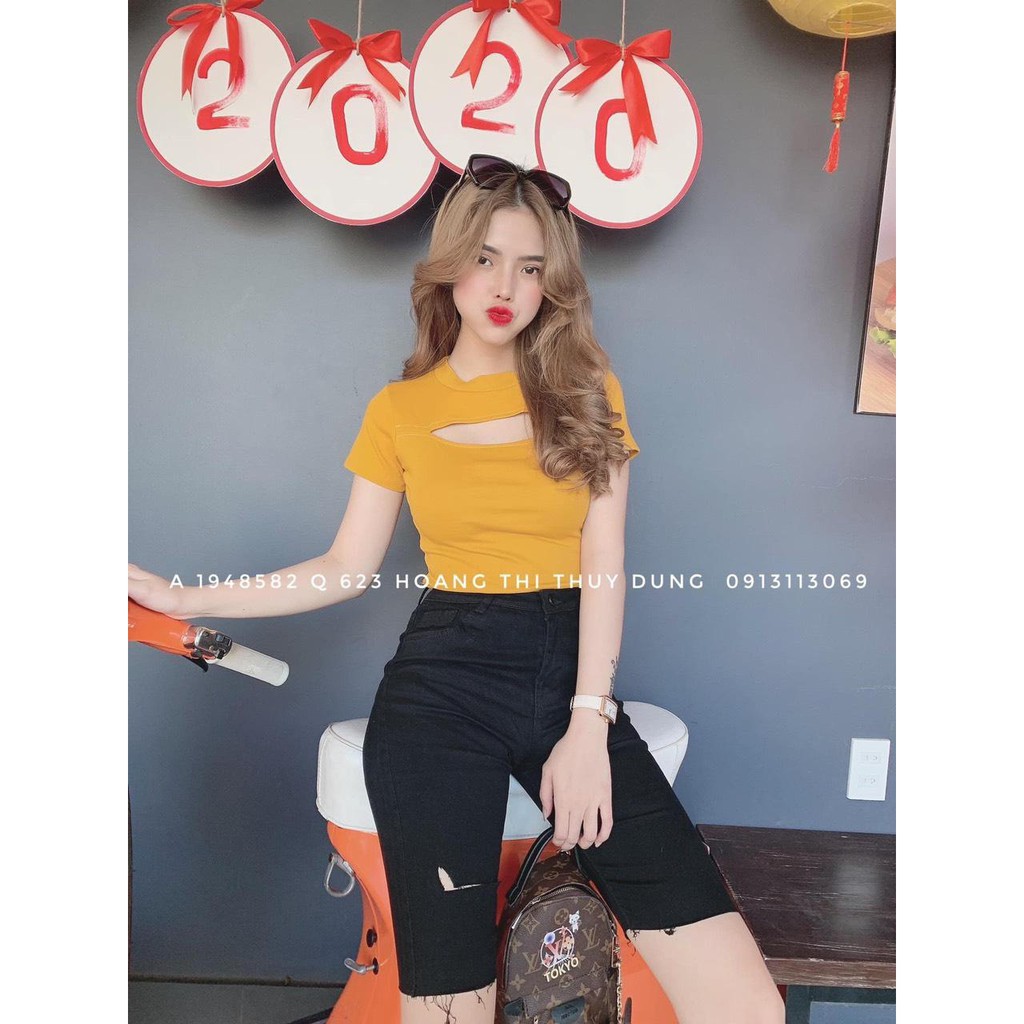 ÁO THUN CROPTOP KHOÉT NGỰC chất co giãn tốt Tanii Clothing