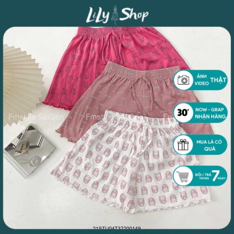 Quần đùi thái nữ cotton LILY quần mặc nhà lưng thun họa tiết, hình dễ thương mặc ở nhà