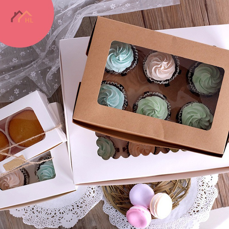 10 Hộp Giấy Đựng Bánh Cupcake 2 / 4 / 6 Lỗ