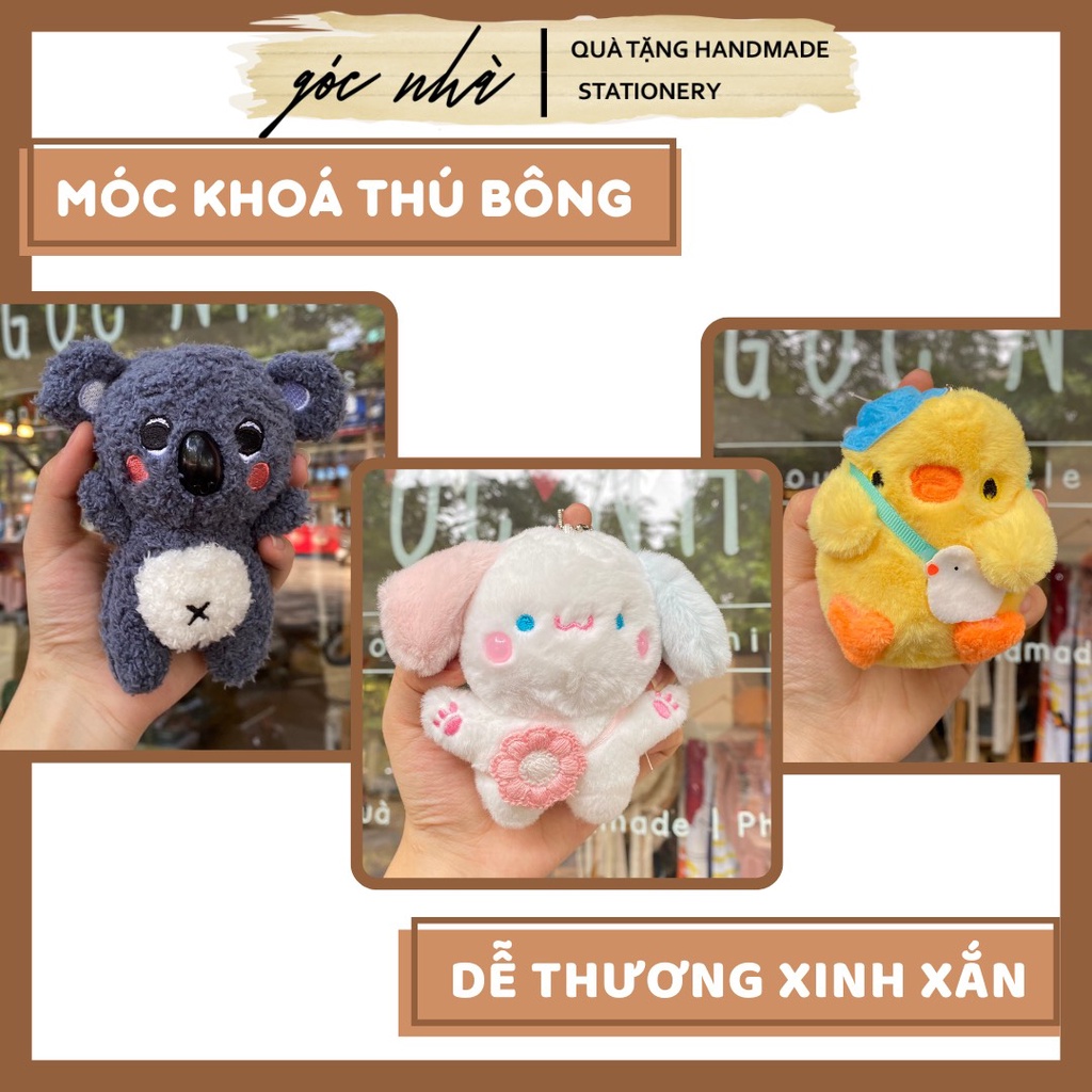Móc khoá Thú bông treo balo túi cặp cute dễ thương gấu thỏ khủng long vịt lạc đà quả bơ đáng yêu gocnha