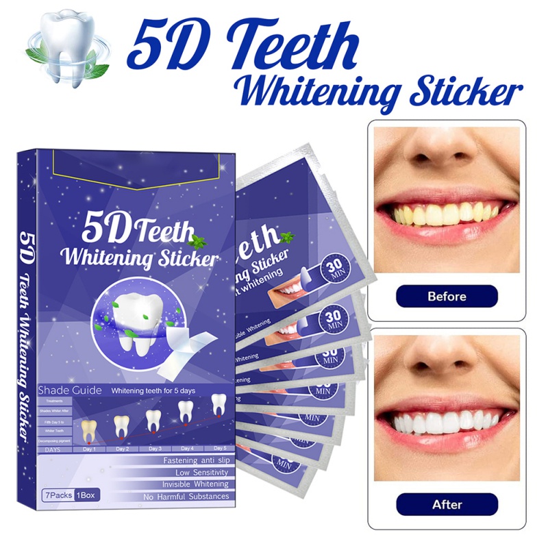 Bộ 7/14 Miếng Dán Trắng Răng Hút Thuốc Lá Cà Phê Soda Làm Trắng An Toàn Chống Nhạy Cảm
