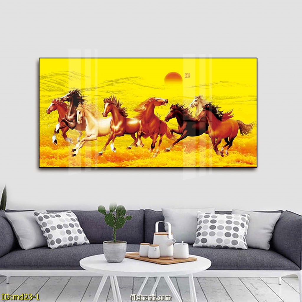 60 x 120cm . Tranh treo tường 3D Tráng Gương - Mã Đáo Thành Công. trang trí phòng khách