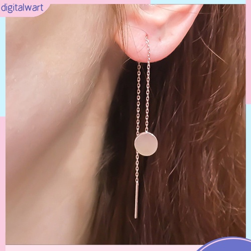 Đôi khuyên tai dài phối mặt tròn thời trang cho nữ