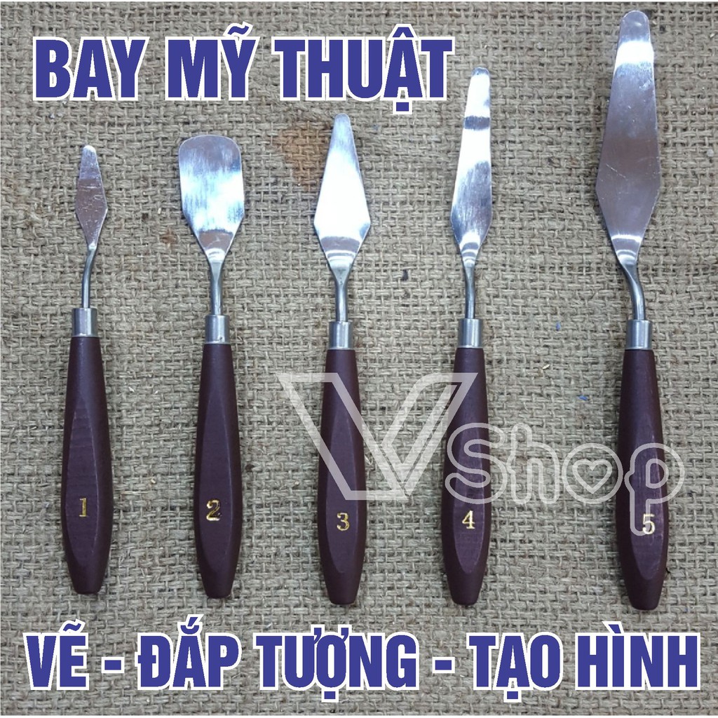 Bay Mini, Bay Vẽ Mỹ Thuật, Đắp Tượng, Tô Chỉ, Hoa Văn Tường, Thép Inox Không Gỉ, Bộ 5 Cái