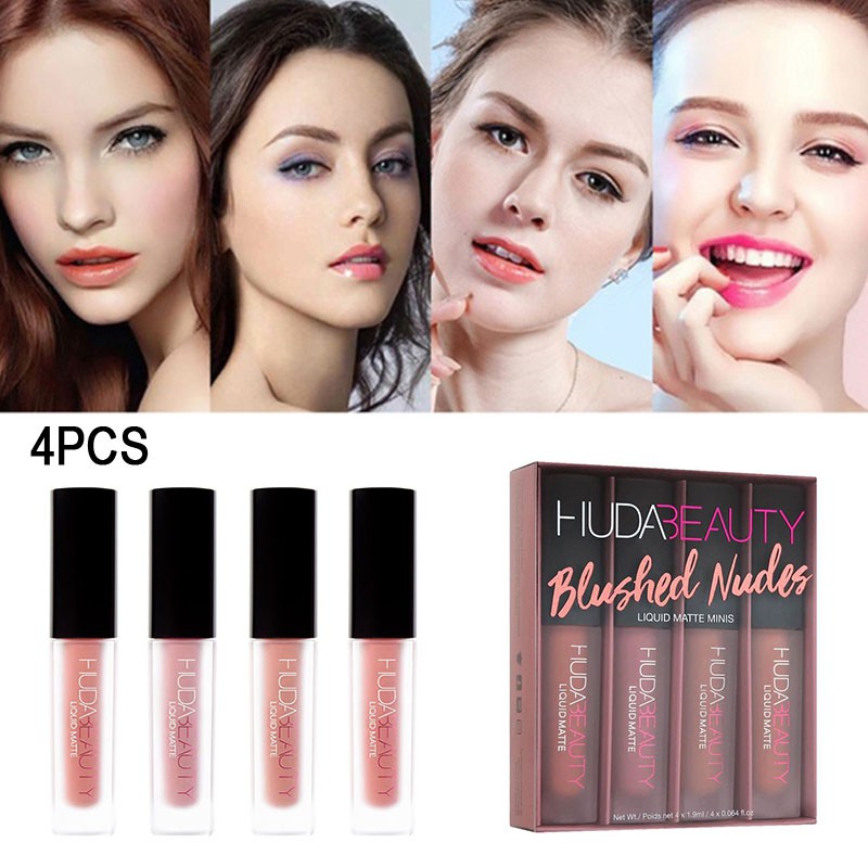 Set 4 son môi HUDA BEAUTY lâu trôi màu sắc quyến rũ cho nữ | BigBuy360 - bigbuy360.vn