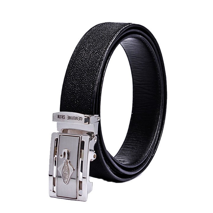 Dây nịt nam da cá đuối bảng lớn Huy Hoàng màu đen HP4501