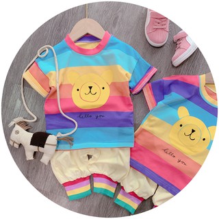 Set gấu kẻ cầu vồng