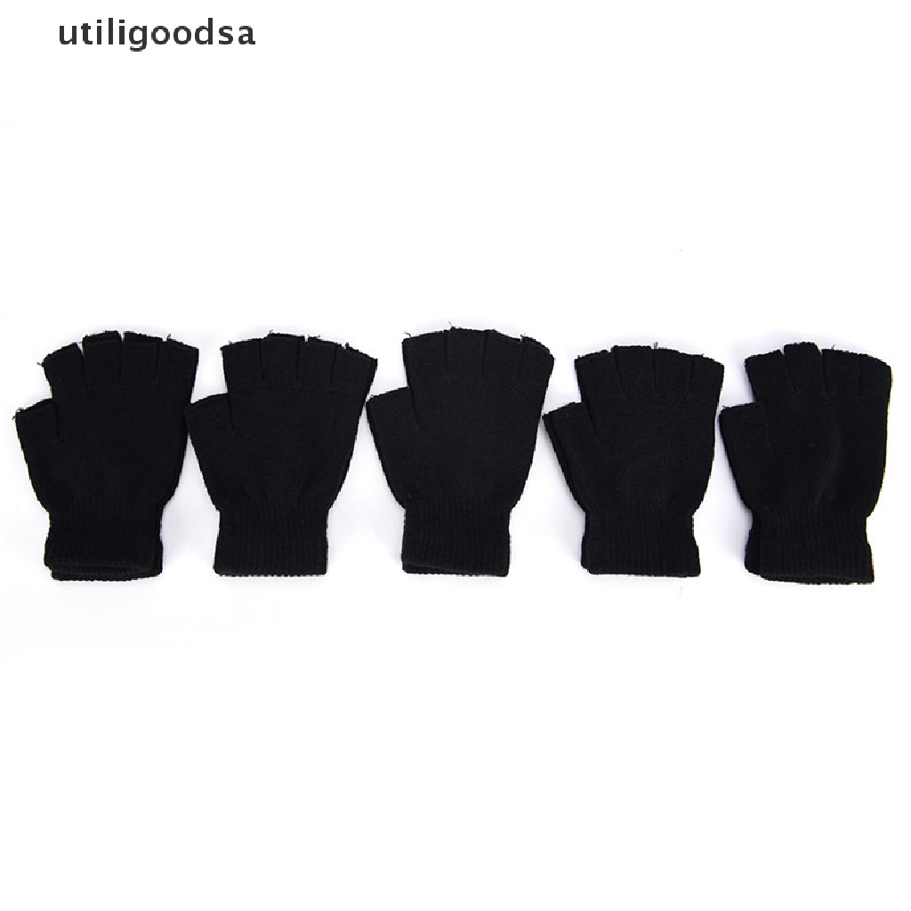 Găng tay len hở ngón màu đen co giãn giữ ấm mùa đông cho nam
 | BigBuy360 - bigbuy360.vn