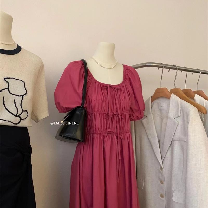 Đầm Ngắn Tay Thắt Dây Thời Trang Mùa Hè Mới 2022 Dành Cho Nữ