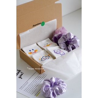 Hộp tất/vớ quà tặng gift box màu tím b002-pur