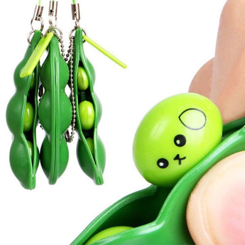 Móc Khóa Đồ Chơi Bóp Hình Hạt Đậu Vui Nhộn Giảm Căng Thẳng Có Thể Dùng Làm Quà Tặng, Dây Đeo Điện Thoại