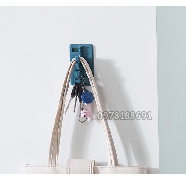 Móc Dán Tường Treo Đồ Đa Năng 4 Nhánh Dáng Cây Thông Xoay 180 Độ