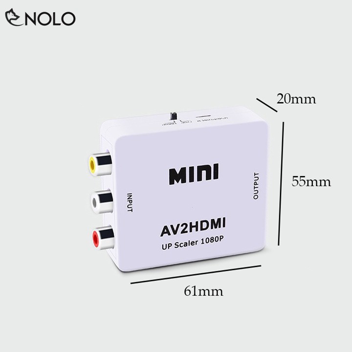 Bộ Chuyển Đổi Tín Hiệu AV RCA ra HDMI AV2HDMI Hỗ Trợ Độ Phân Giải FullHD 1080P Có Switch 720p và 1080p