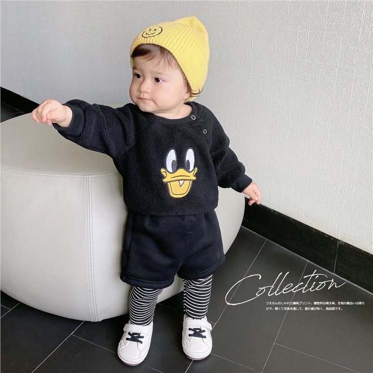 Set Đồ 2 Món Áo Sweater Phối Quần Dài Vải Lông Cừu Thời Trang Mùa Đông Cho Bé Trai