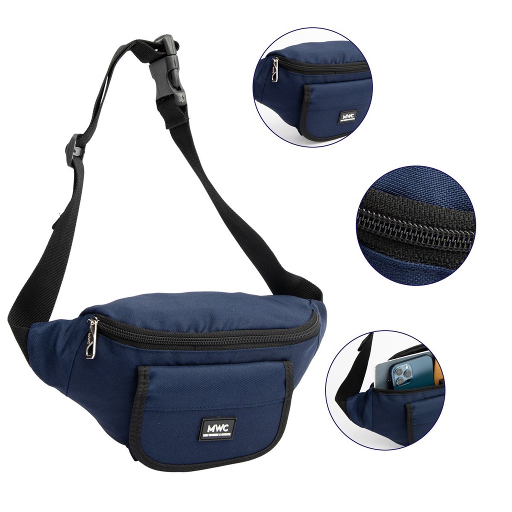 Túi Đeo Chéo MWC 0818 - Túi Đeo Hông Trơn 2 Ngăn Túi Vải Canvas Thời Trang Nam Nữ