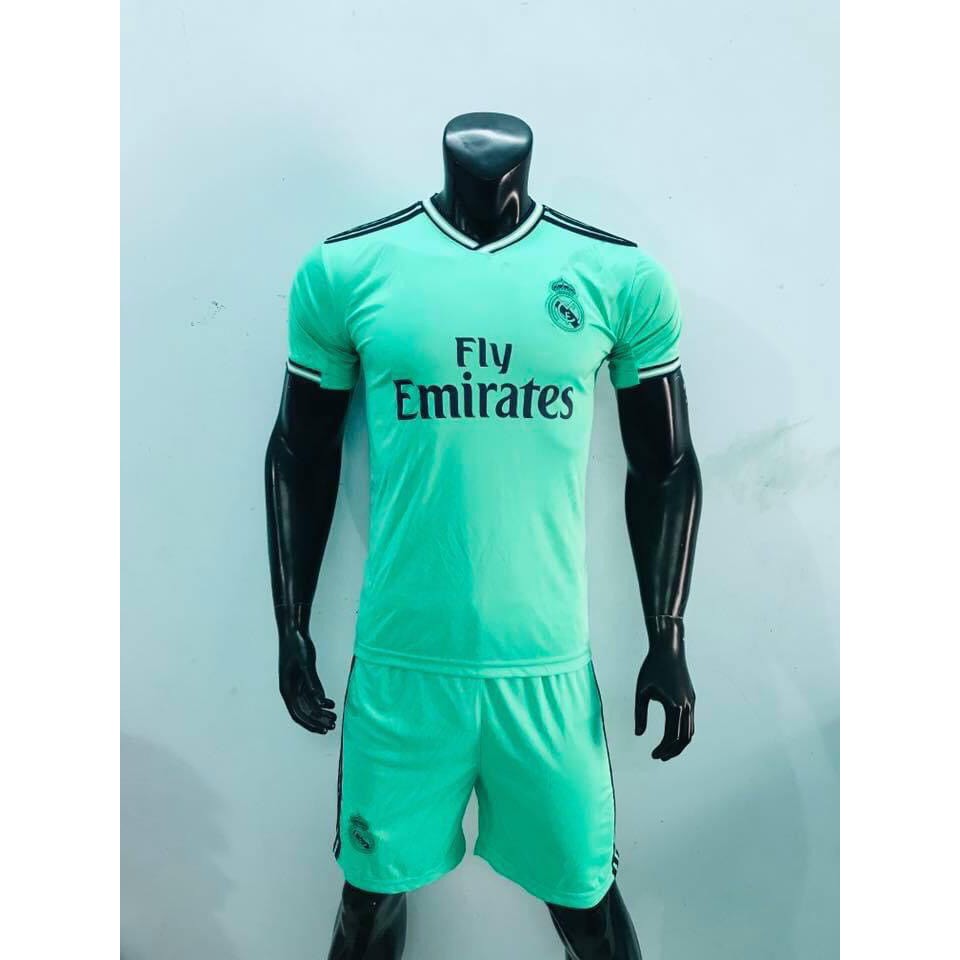 Bộ Quần Áo Bóng Đá Câu Lạc Bộ Real Madrid màu xanh ngọc mùa giải 2019 2020