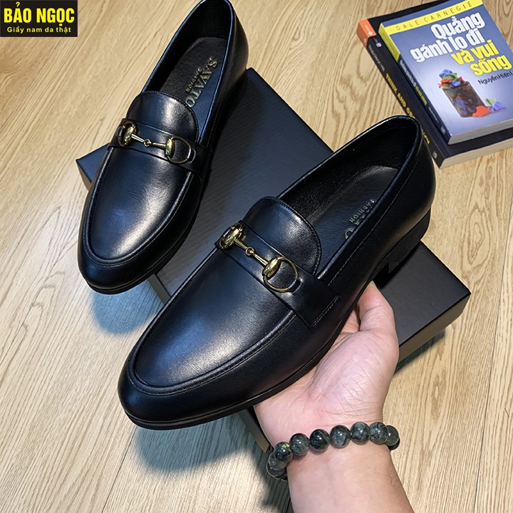 GIÀY LƯỜI NAM DA BÒ BĂNG XÍCH THỜI TRANG, BẢO HÀNH DA 12 THÁNG, MÃ K2211