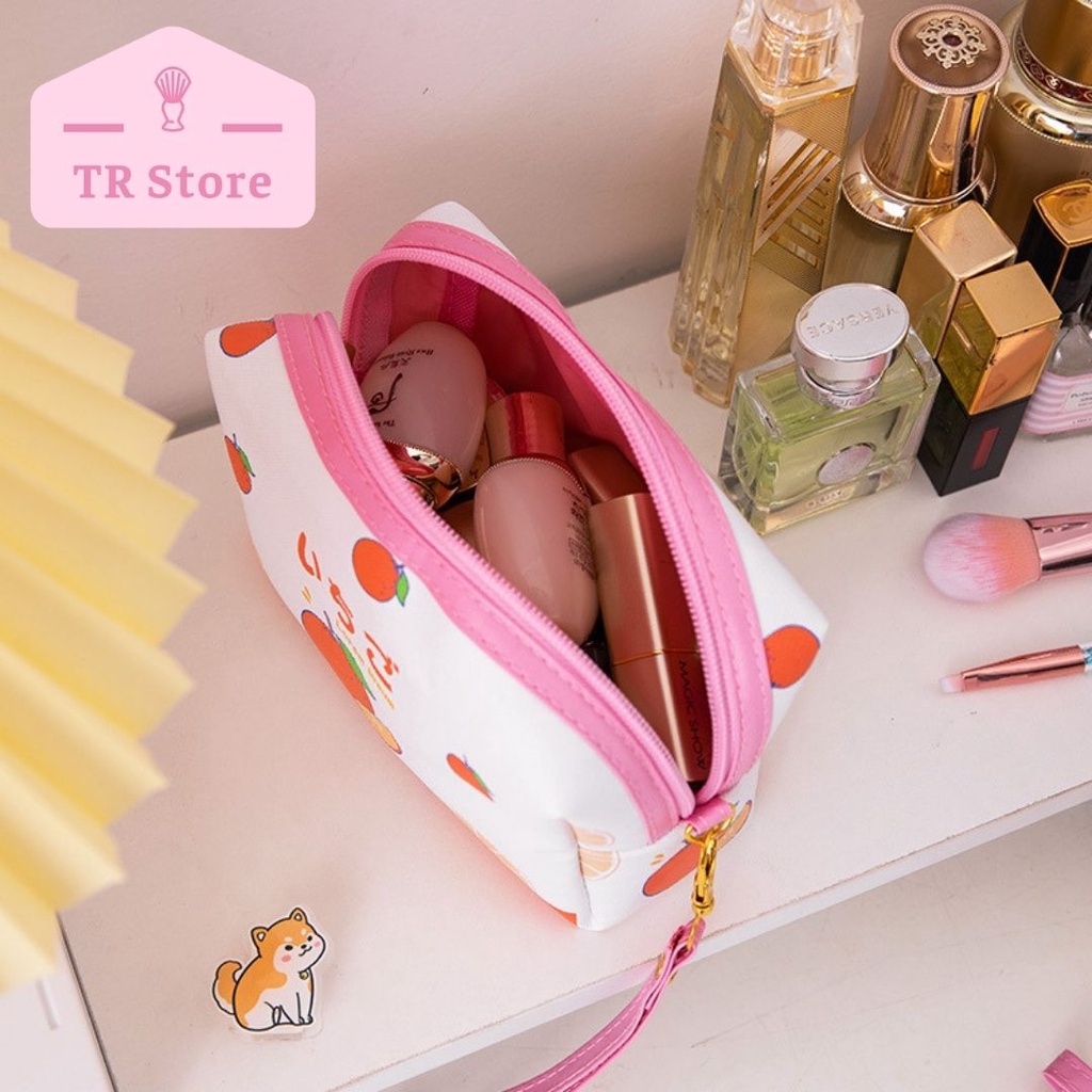 Túi đựng mỹ phẩm PU màu sắc Nhật Bản dễ thương Makeup Bag Pouch