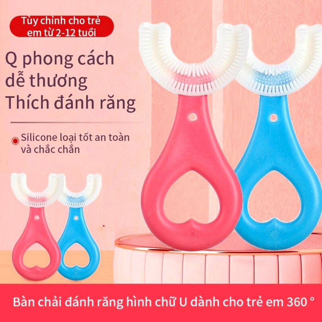 Bàn chải đánh răng Silicon hình chữ U cho bé tập đánh răng