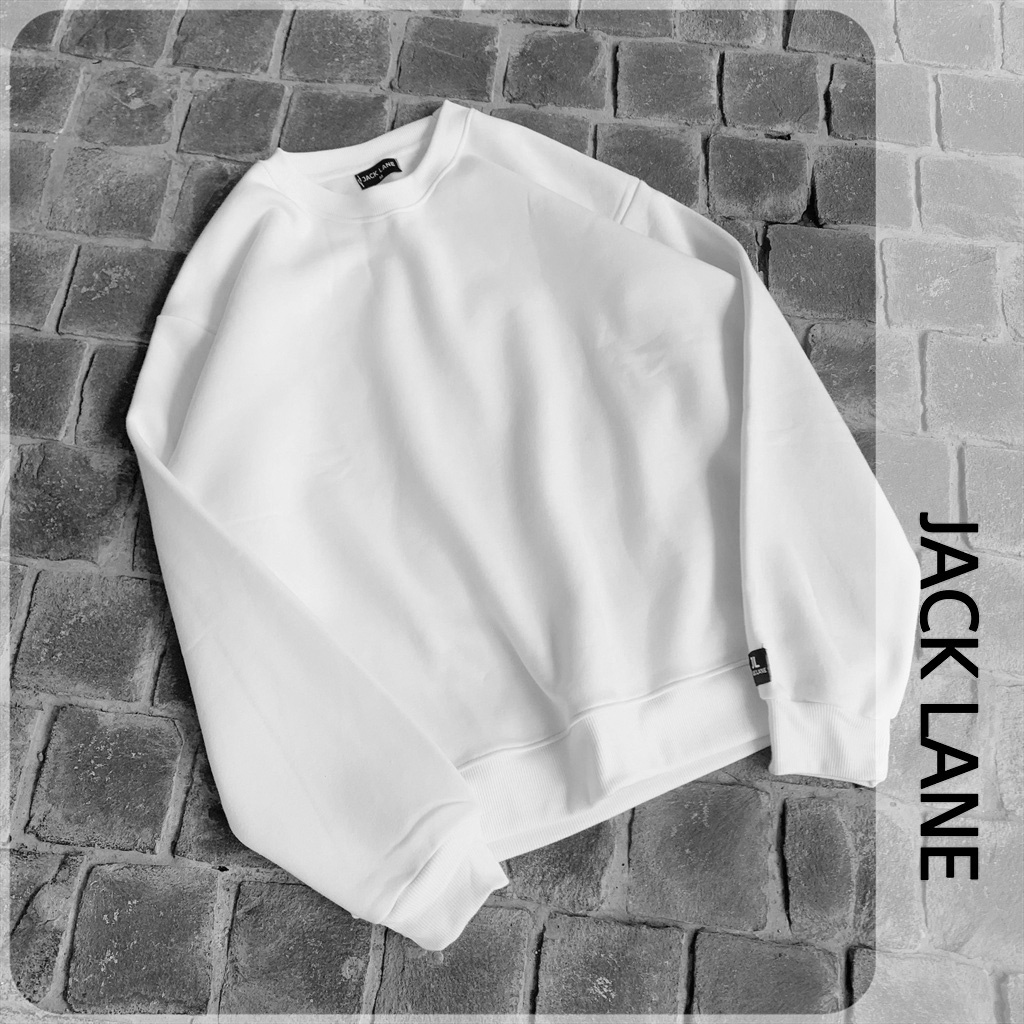 ▥♞Áo nỉ Sweater oversize Basic, JACKLANE , dài tay Unisex Jack Lane form rộng màu trơn
