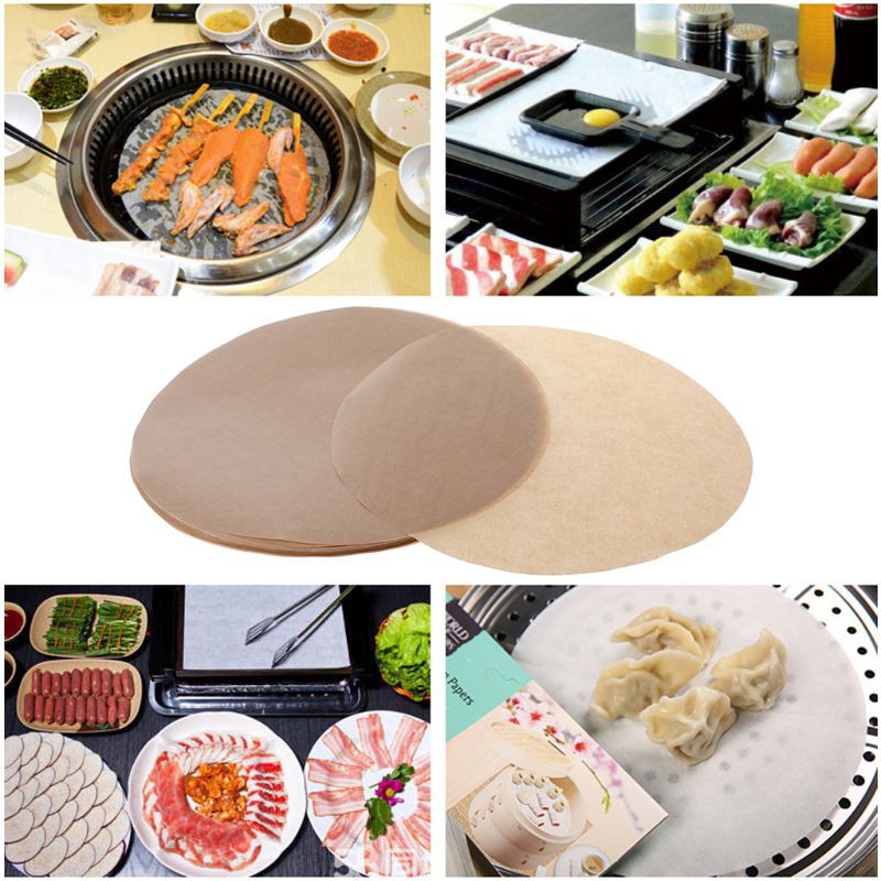 Set 100 Miếng Giấy Lót Khay Nướng Bánh Chống Dính Hình Tròn 8 Inch