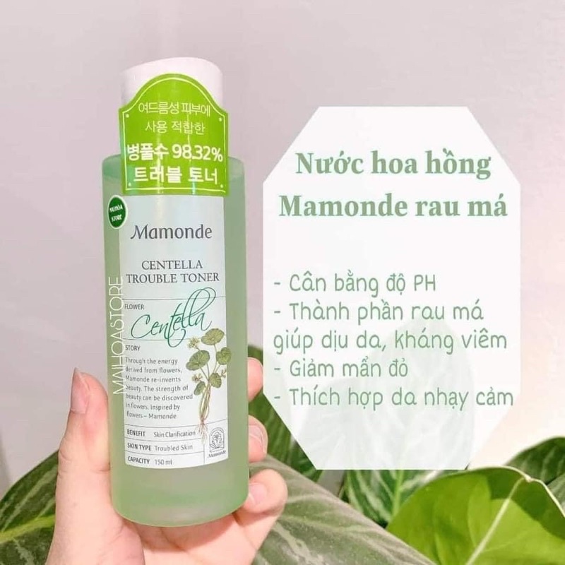 Nước Cân Bằng Mamonde Làm Sạch &amp; Dịu Da Cho Da Mụn Centella Trouble Toner 150ml