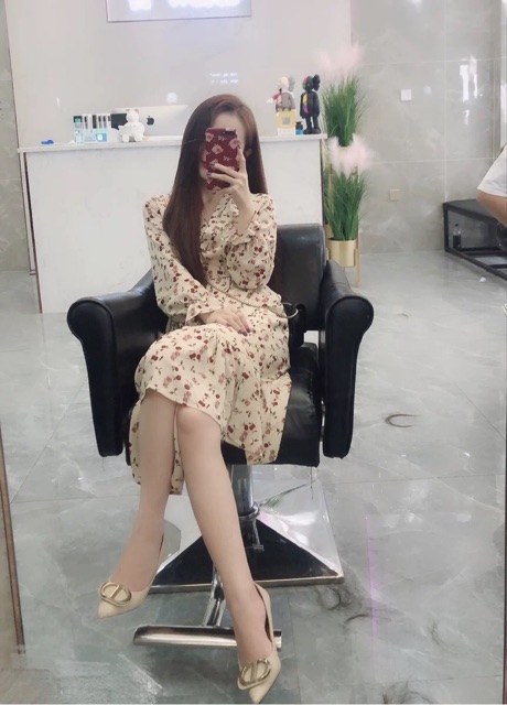 Váy hoa cổ V vintage (Kèm hình thật) | BigBuy360 - bigbuy360.vn