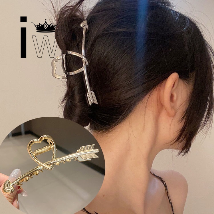 Kẹp tóc họa tiết trái tim/mũi tên bằng hợp kim màu vàng/bạc phong cách thời trang hàn quốc dành cho nữ