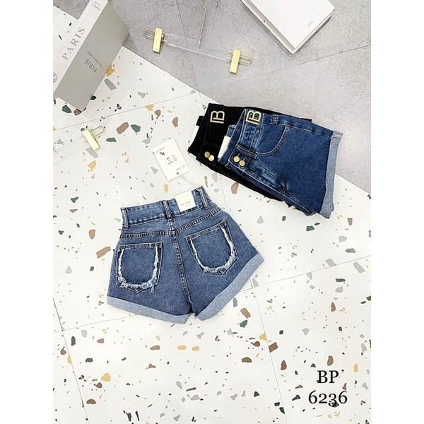 Quần short jean cạp cao