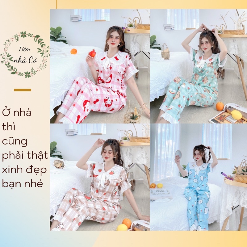 Đồ Bộ Pijama Tiểu Thư TNQD Lụa Latin Cao Cấp Màu Sắc Trang Nhã Vải mềm mịn Hàng Thiết Kế